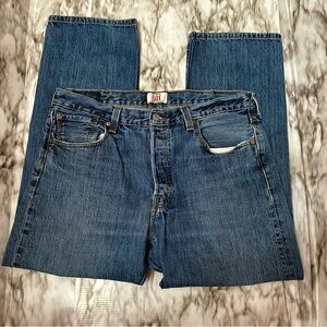 Levis Mens Sz 38x29 Classic 501 Original Button Fly Denim Blue Jeans Americana